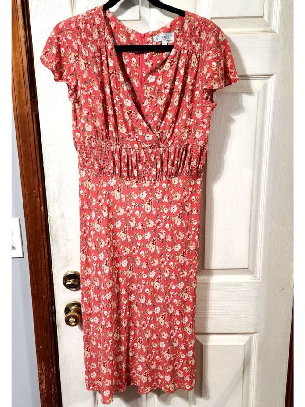 Dressbarn Red Floral Sleeveless Dress Women’s Medium White Yellow Flowers A‑Line